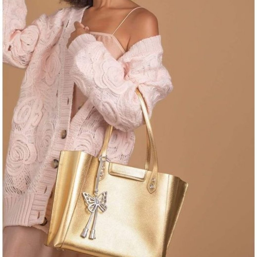 New Sophia Webster Hola Metallic Shopper Tote Bag